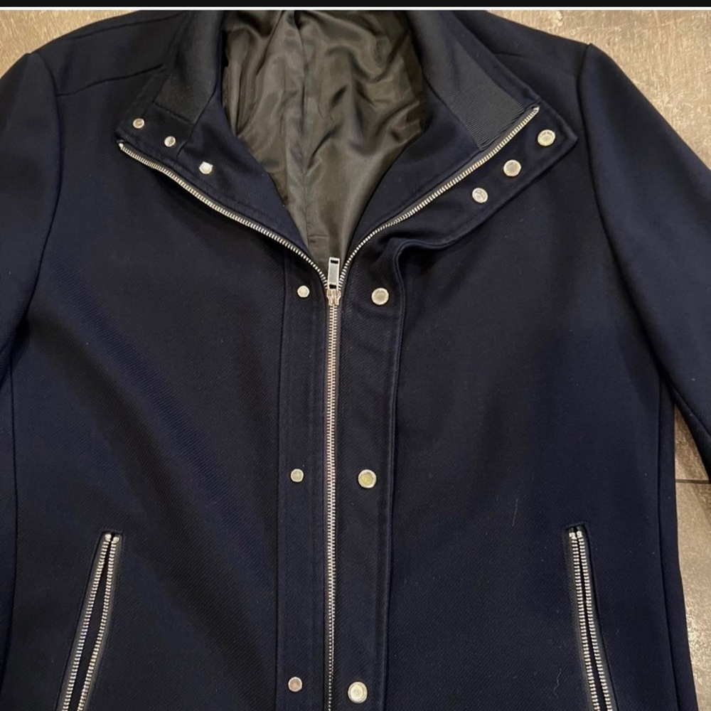 Zara Men's Navy Blue Coat size (xl) euro 44, like new - Picture 6 of 10